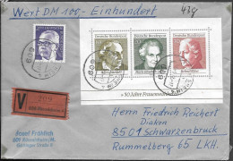 Germany Rüsselsheim Wertbrief Value Letter Cover 1972. Women Suffrage S/ Sheet - Covers & Documents