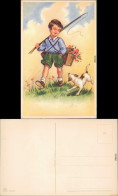 Ansichtskarte  Junge Mit Hund Und Angelrute 1955 - Sonstige & Ohne Zuordnung