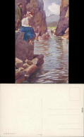 Ansichtskarte  Künstlerkarte - Mann Und Frau Angeln Am Fluss 1913 - 1900-1949