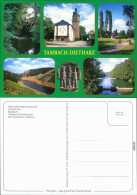 Ansichtskarte Tambach-Dietharz Mühle, Kirche, Holzbrücke, Fluss 1995 - Tambach-Dietharz