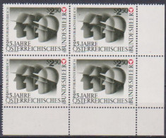 1980 , Mi 1659 ** (1) - 4er Block Postfrisch -  25 Jahre Österreichisches Bundesheer - Ongebruikt