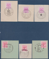16 Timbres Sur 10 Fragments Et Carte Oblitérés Divers Tampon Rond De Belgique Commémoratifs Et Divers - Used Stamps
