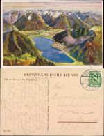 Zell Am See Panorama-Ansicht - Mit See Und Dem Ort - Zeichnung 1925 - Sonstige & Ohne Zuordnung