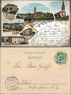 Leutersdorf Lausitz Litho AK: Schule, Bahnhof, Post B Görlitz Oderwitz 1897 - Otros & Sin Clasificación