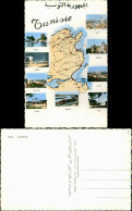 Postcard Tunesien Landkarte Und Städteansichten Tunisie 1986 - Tunisia