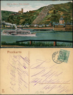 Ansichtskarte Kaub Burg Gutenfels Mit Fähre Auf Dem Rhein 1909 - Kaub