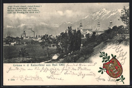 AK Hall /Tirol, Kaiserfeier 1903, Ortspartie Mit Kirche, Wappen  - Autres & Non Classés