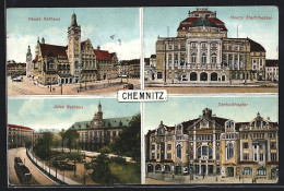 AK Chemnitz, Neues Stadttheater, Neues Und Altes Rathaus  - Théâtre