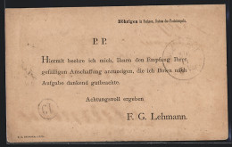 AK Böhrigen In Sachsen, Geschäftskorrespondenz F. G. Lehmann  - Autres & Non Classés