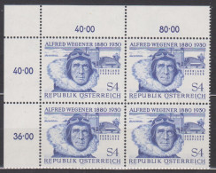 1980 , Mi 1660 ** (1) - 4er Block Postfrisch -  100. Geburtstag Von Alfred Wegener - Ungebraucht