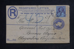 GRANDE BRETAGNE - Entier Postal En Recommandé Pour Buenos Aires En 1895 - L 152884 - Entiers Postaux