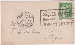 * FRANCE > 1934 POSTAL HISTORY > Cover From Paris To Hungary - Brieven En Documenten