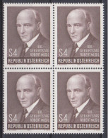 1980 , Mi 1661 ** (1) - 4er Block Postfrisch - 100. Geburtstag Von Robert Musil - Unused Stamps