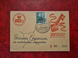 LETTRE / CARTE Espagne 1947 PRIMERA EXPOSICION DE MATASELLOS ESPECIALES - Andere & Zonder Classificatie