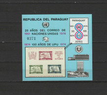Paraguay 1976 UPU Centenary, 25th Anniv. Of UN Stamps S/s With "Muestra" Overprint MNH - U.P.U.