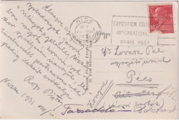 * FRANCE > 1931 POSTAL HISTORY > Photocard (real Photo) From Nice To Pecs, Hungary - Lettres & Documents