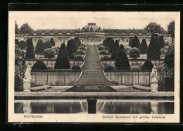 AK Potsdam, Schloss Sanssouci Mit Grosser Fontaine  - Sonstige & Ohne Zuordnung