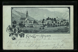Mondschein-Lithographie Absam, Panoramablick Auf Die Ortschaft  - Autres & Non Classés
