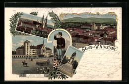 Lithographie Wiener Neustadt, K. K. Theresianische Militär-Akademie, Monument, Panorama  - Otros & Sin Clasificación