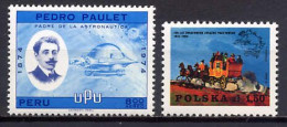 Peru / Poland 1974 UPU Centenary, Space, Stagecoach 2 Stamps MNH - U.P.U.