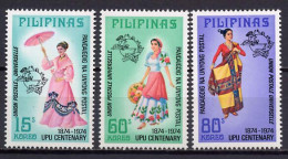 Philippines 1974 UPU Centenary, Costumes Set Of 3 MNH - U.P.U.