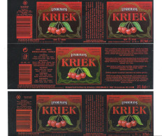 BROUWERIJ LINDEMANS - VLEZENBEEK - LINDEMANS KRIEK  - 3 BIERETIKETTEN  (BE 405) - Beer