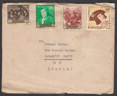 SPAIN, 1959,   Cover From Spain To India, 4 Stamps Used, - Brieven En Documenten