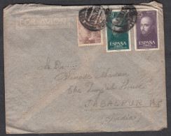 SPAIN, 1955,   Cover From Spain To India, 4 Stamps Used, - Brieven En Documenten