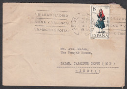 SPAIN, 1969,   Cover From Spain To India, 1 Stamps Used, - Cartas & Documentos