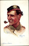 Artiste CPA Dupuis, Em., Infanterie Ecossaise, Schottischer Infanterist, Pfeife Rauchend - Other & Unclassified