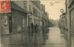 PARIS - Inondations De 1910 - La Rue Félicien David Le 25 Janvier - Animé - Distretto: 16