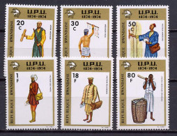 Rwanda 1974 UPU Centenary, Costumes Set Of 6 MNH - U.P.U.