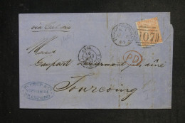 GRANDE BRETAGNE - Victoria 4 Pence Sur Lettre De Bradford Pour La France En 1865 - L 152905 - Covers & Documents