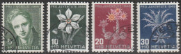 Schweiz: 1946, Mi. Nr. 475-78,  100. Todestag Von Rodolphe Töpffer; Alpenblumen (IV).  Gestpl./used - Used Stamps