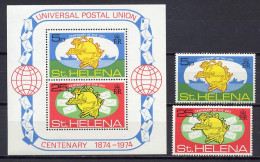 St. Helena 1974 UPU Centenary Set Of 2 + S/s MNH - U.P.U.