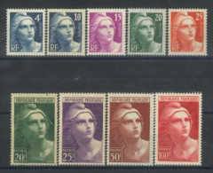 FRANCE - 1945/47, MARIANNE OF GANDON STAMPS COMPLETE SET OF 9, UMM (**). - Ungebraucht