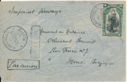 BELGIAN CONGO AIR COVER BY IMPERIAL AIRWAYS  FROM ALBERTVILLE 05.02.1938 TO MONS TRANSIT DODOMA KIGOMA - Cartas & Documentos