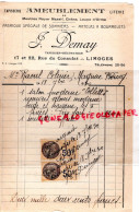 87 - LIMOGES - FACTURE J. DEMAY-TAPISSIER DECORATEUR-  AMEUBLEMENTS-MEUBLE-  17-22 RUE DU CONSULAT- 1930 - Ambachten