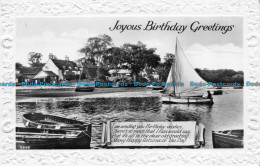 R158027 Joyous Birthday Greetings. Lake And Boats. RP. 1948 - World