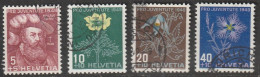 Schweiz: 1949, Mi. Nr. 541-44,  400. Todestag Von Niklaus Von Wengi; Alpenblumen (VII).   Gestpl./used - Gebraucht