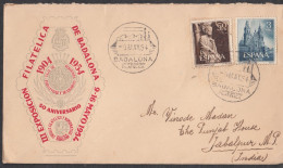 SPAIN, 1954,  Special Cover From Spain To India, Philatelic Exhibition, Set 2 V, Yvert 841/42 - Brieven En Documenten