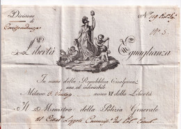 Repubblica Cisalpina 1798 Milano Ministro Polizia Generale Alpi Apuane Massa Napoléon Bonaparte République Cisalpine - ...-1850 Préphilatélie