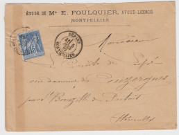 RARE SUR SAGE HERAULT ENV 1882 DEPART MONTPELLIER T17 SUR SAGE - 1877-1920: Semi Modern Period