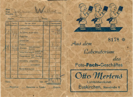 EUSKIRCHEN ~1933 Deko Artdeco Fototasche WZ Waben " Otto Mertens Lichtbildwerkstatt Neustr.6 " Fotografica Photographica - Altri & Non Classificati