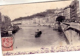 Lyon Vue Sur La Saône ( Bateau Excursionniste ? Passerelle ( Timbrée En1903 - Otros & Sin Clasificación