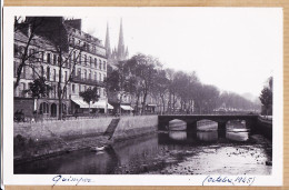 11125 / Peu Commun Carte-Photo QUIMPER Finistère Octobre 1945 Quai Kerguélen Sur ODET Pont Grand-Café BRETAGNE - Quimper