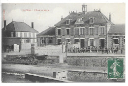 Cpa...Saint-Phal...(aube)...l'école Et Mairie...1908...animée... - Other & Unclassified