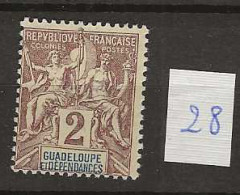 1892 MNH Guadaloupe Yvert 28 Postfris** - Unused Stamps