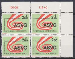 1981 , Mi 1664 ** (1) - 4er Block Postfrisch -  25 Jahre Allgemeines Sozialversicherungsgesetz ASVG - Unused Stamps