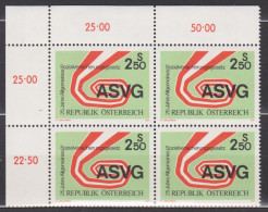 1981 , Mi 1664 ** (2) - 4er Block Postfrisch -  25 Jahre Allgemeines Sozialversicherungsgesetz ASVG - Unused Stamps
